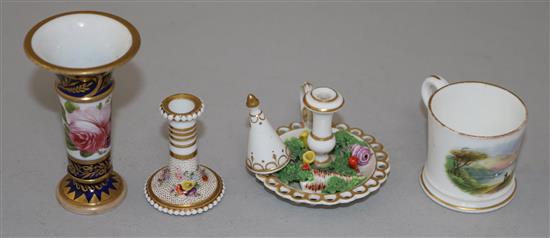 Four English porcelain miniatures, 4.5cm - 7.5cm